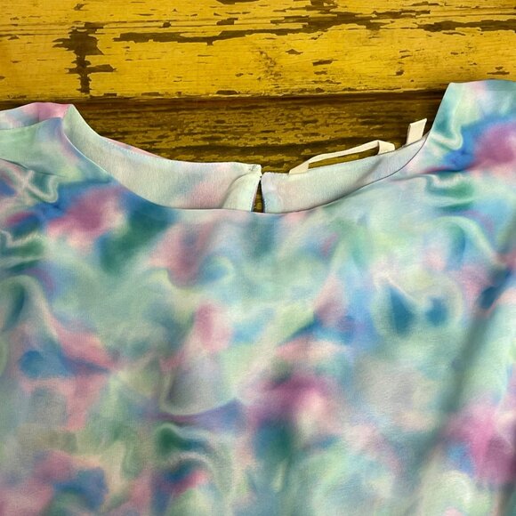 Soft Surroundings Watercolor Pastel Tie Dye Layered Ponchp Blouse  Sz MED - Picture 4 of 8